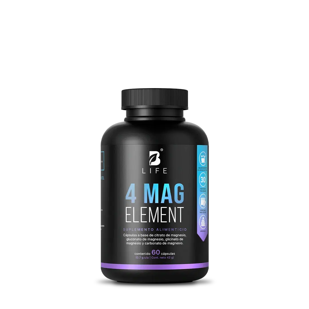 Mezcla de 4 tipos de Magnesio | 1400 mg por porción | 60 cápsulas