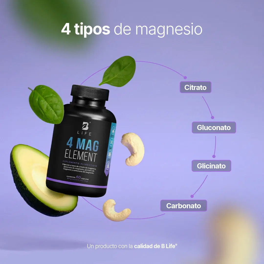Mezcla de 4 tipos de Magnesio | 1400 mg por porción | 60 cápsulas