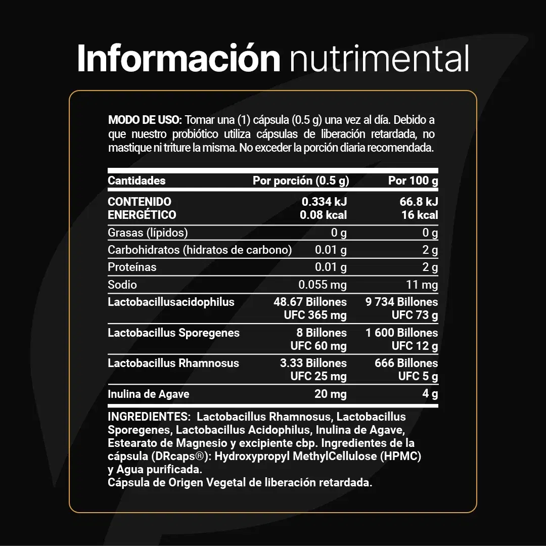 60 Billones de Probióticos | DRcaps | con Inulina De Agave