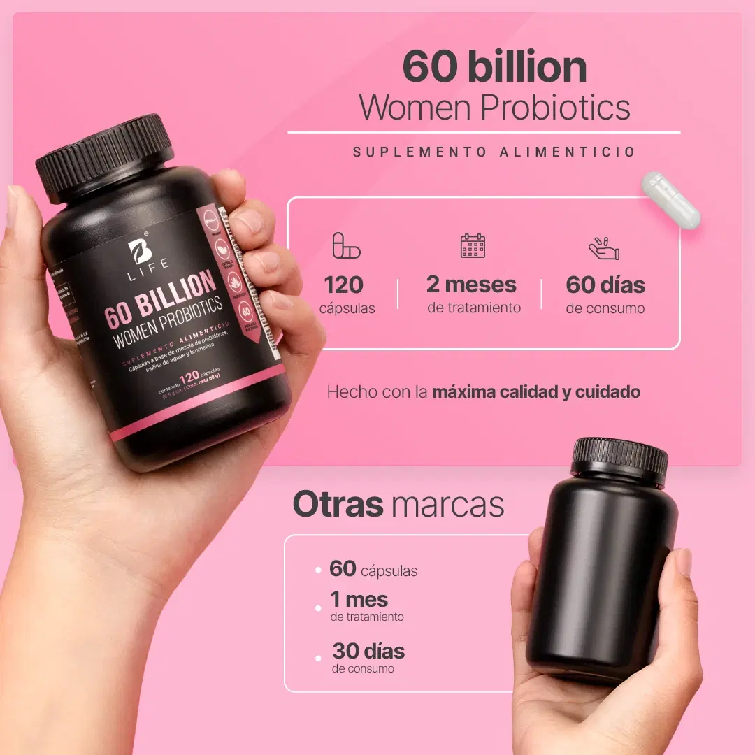 60 billones de Probióticos Para Mujer | con Bromelina e Inulina de Agave