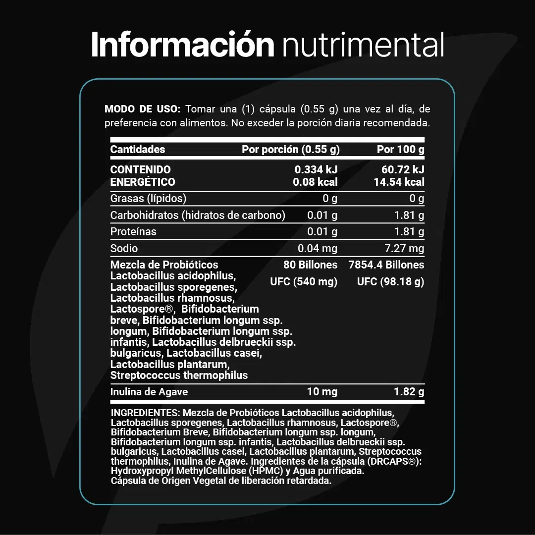 Probióticos con 80 Billones y 11 Cepas + Inulina de Agave | Liberación Retardada | B Life