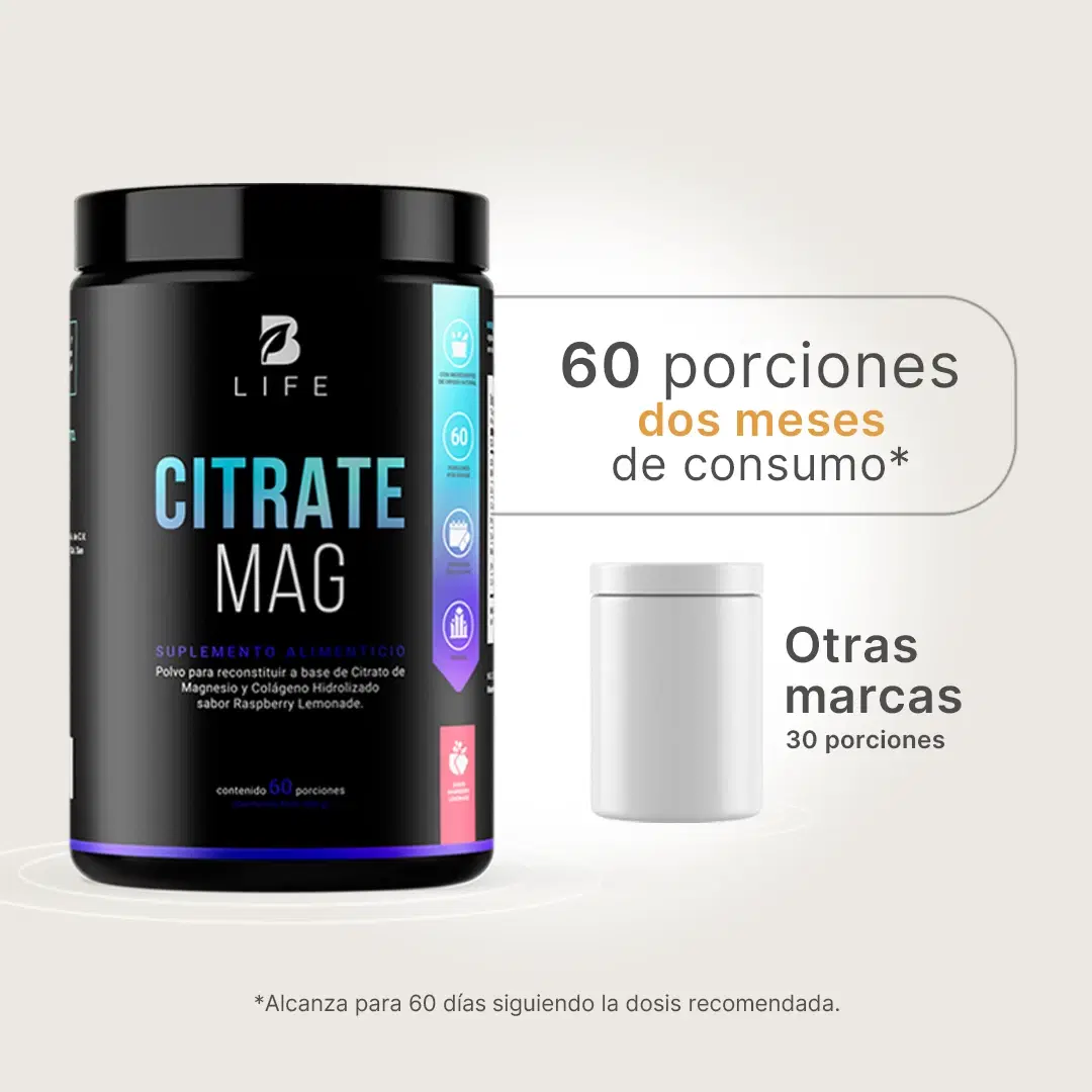 Citrato de Magnesio | con Colágeno Hidralizado | 60 porciones