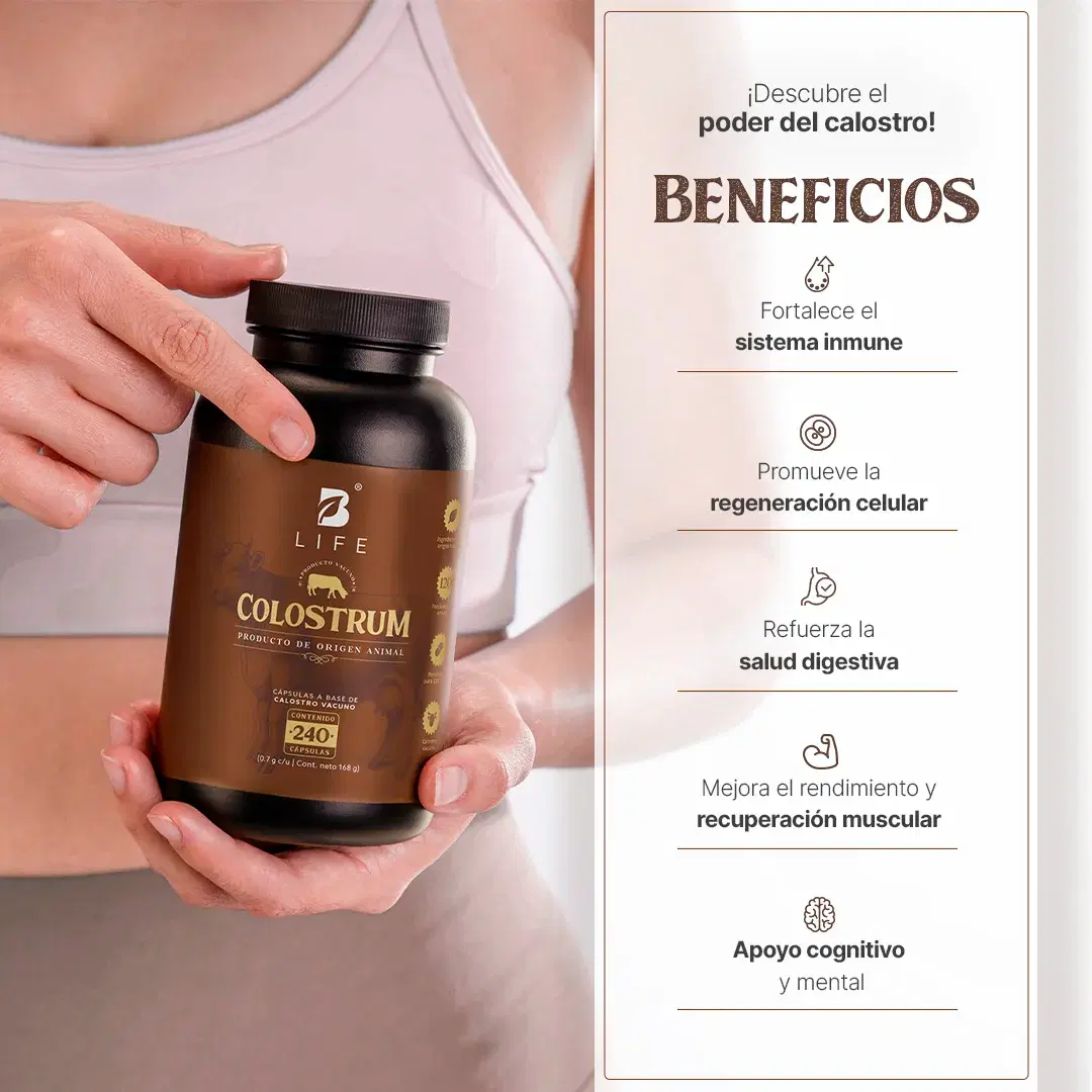 Calostro Vacuno | Concentrado de Nutrientes de la Primera Lactancia | 240 Cápsulas | 1400 mg por porción