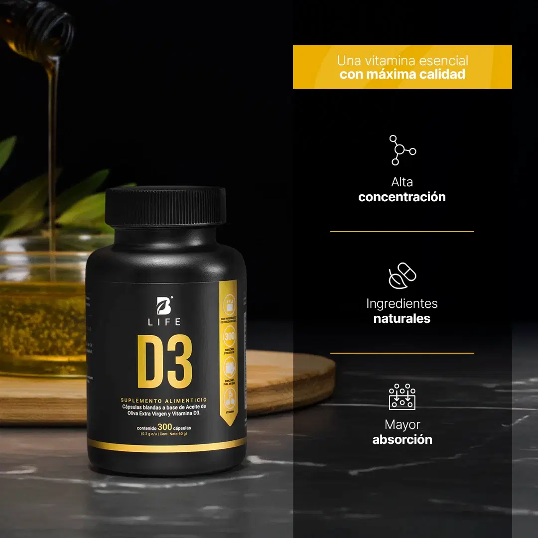Vitamina D3 con Aceite de Oliva Extra Virgen 5000 UI | 300 cápsulas