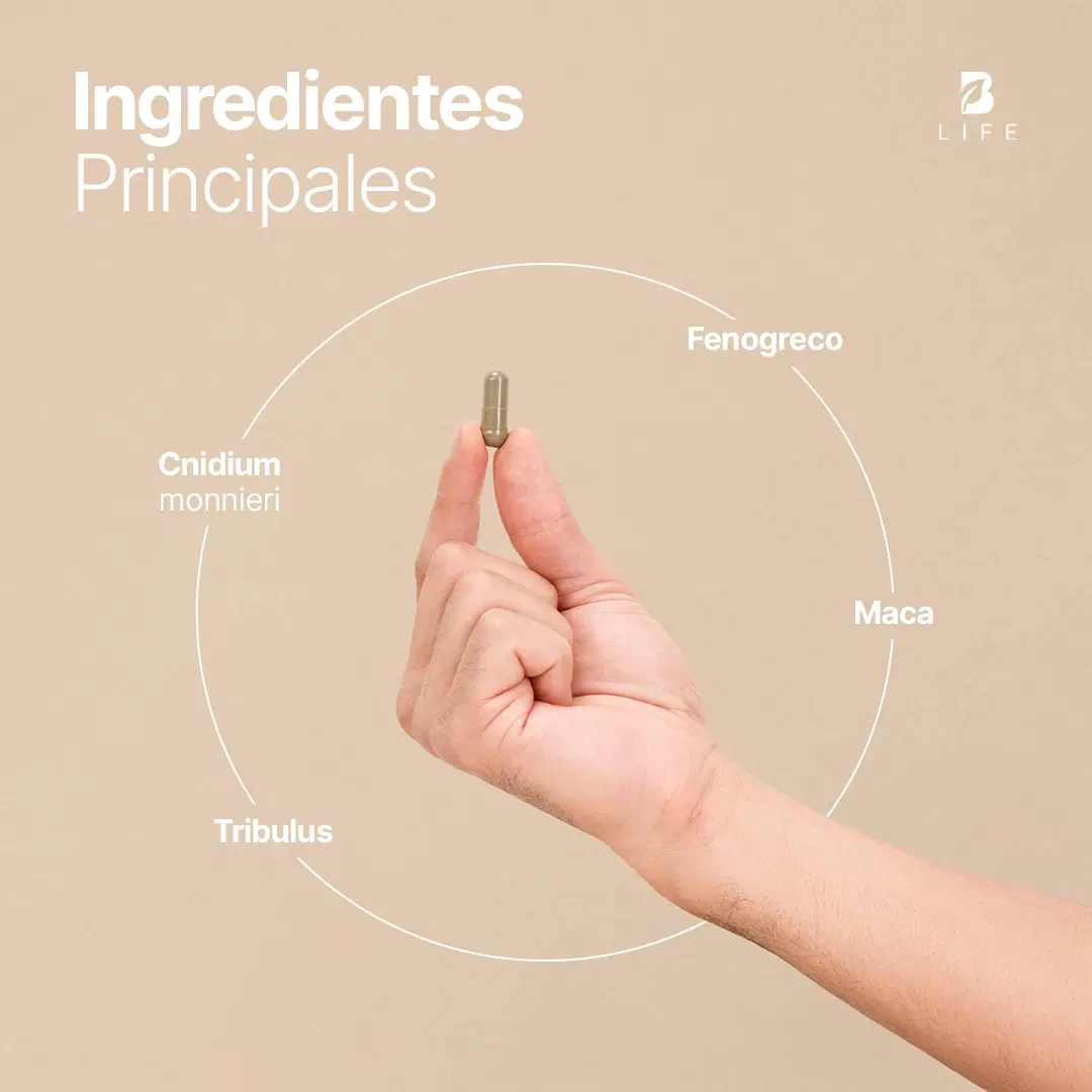 Fórmula con Maca, Damiana, Fenogreco y Tribulus | 180 cápsulas de 1420 mg por porción