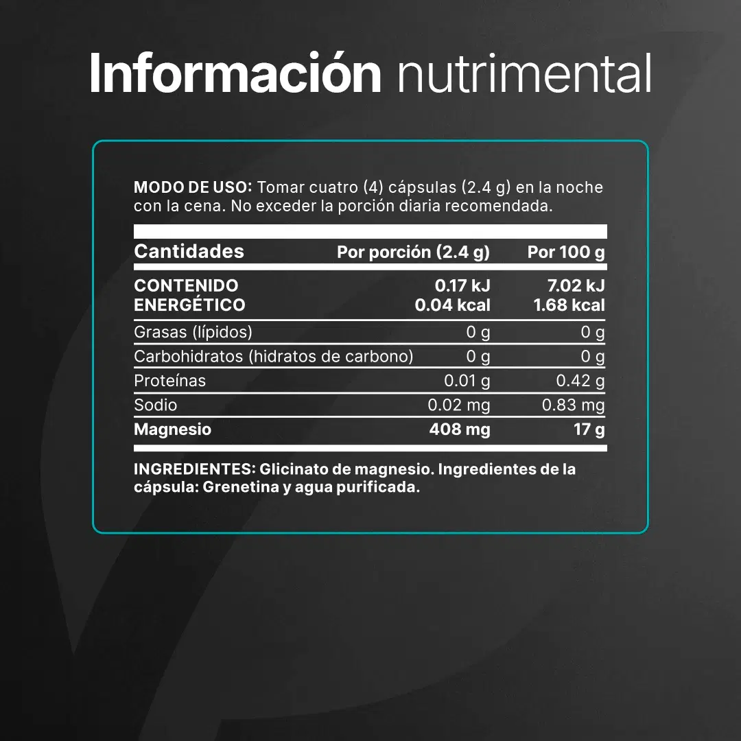 Glicinato de Magnesio | Alta Absorción | con 1800 mg por porción