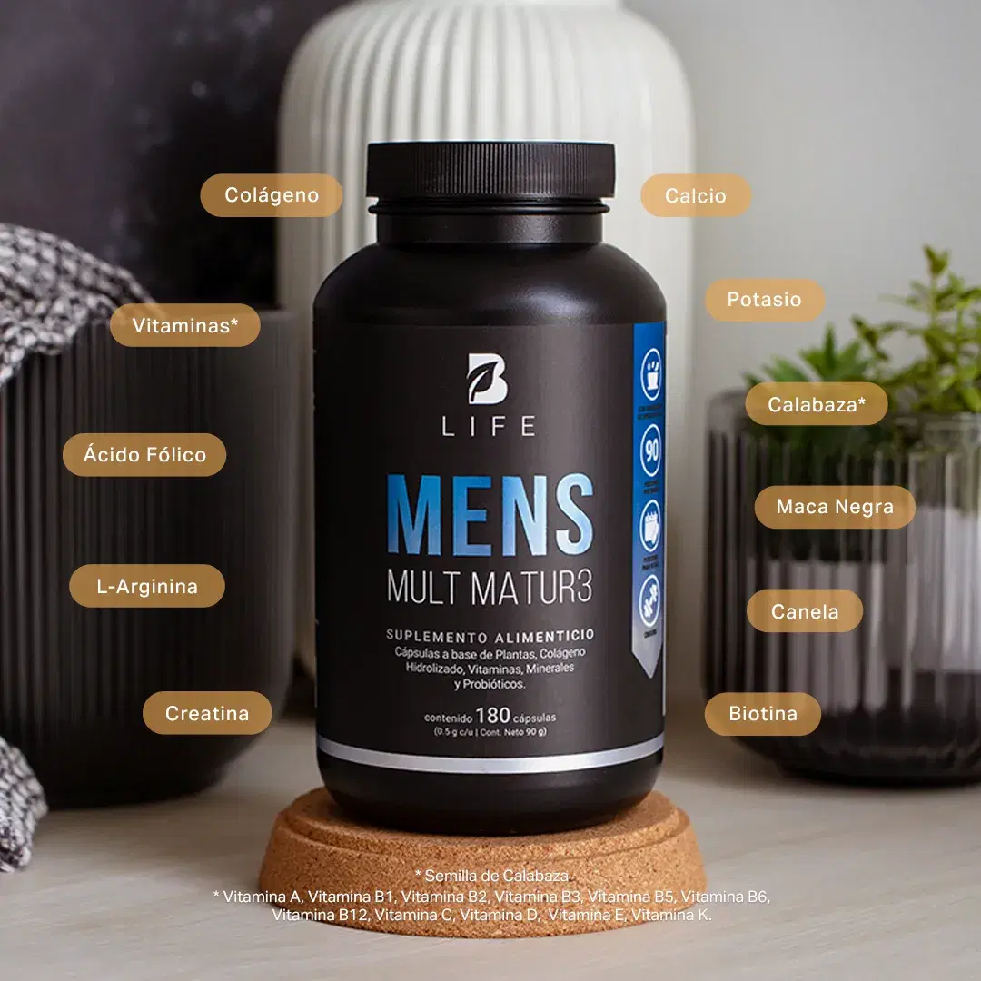 Multivitamínico para Hombre 40+ | Con Vitaminas A, C, D, E, Calcio, Colágeno, Creatina y Probióticos
