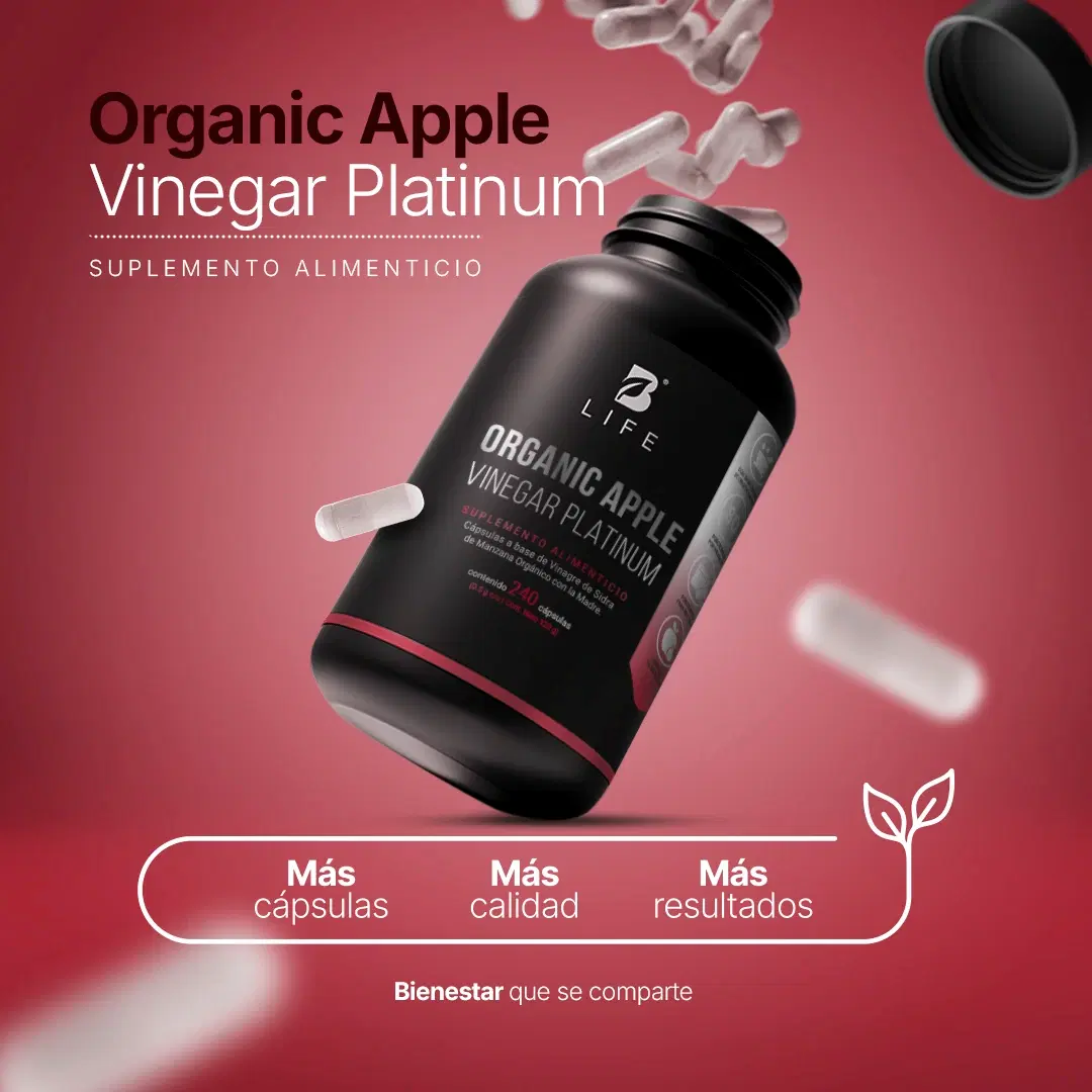 Vinagre de Manzana Orgánico con Cultivo “La Madre” | Fórmula Platinum | 240 cápsulas