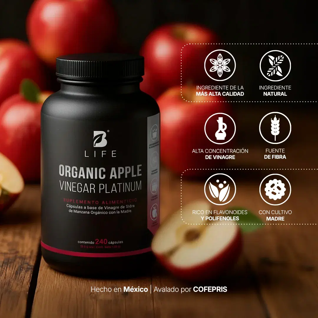 Vinagre de Manzana Orgánico con Cultivo “La Madre” | Fórmula Platinum | 240 cápsulas
