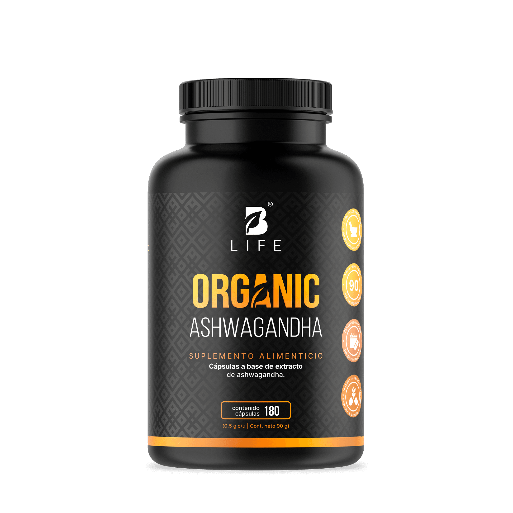 Ashwagandha Orgánica | 1000 mg por porción | 180 cápsulas