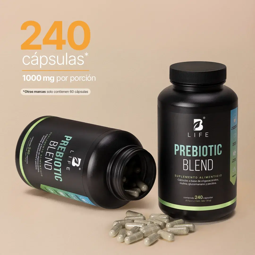 Prebióticos con Inulina, Glucomanano y Pectina | 1000 mg por Porción | 240 Cápsulas