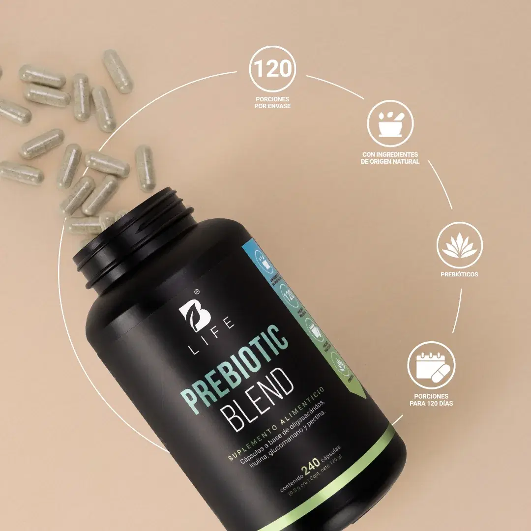 Prebióticos con Inulina, Glucomanano y Pectina | 1000 mg por Porción | 240 Cápsulas