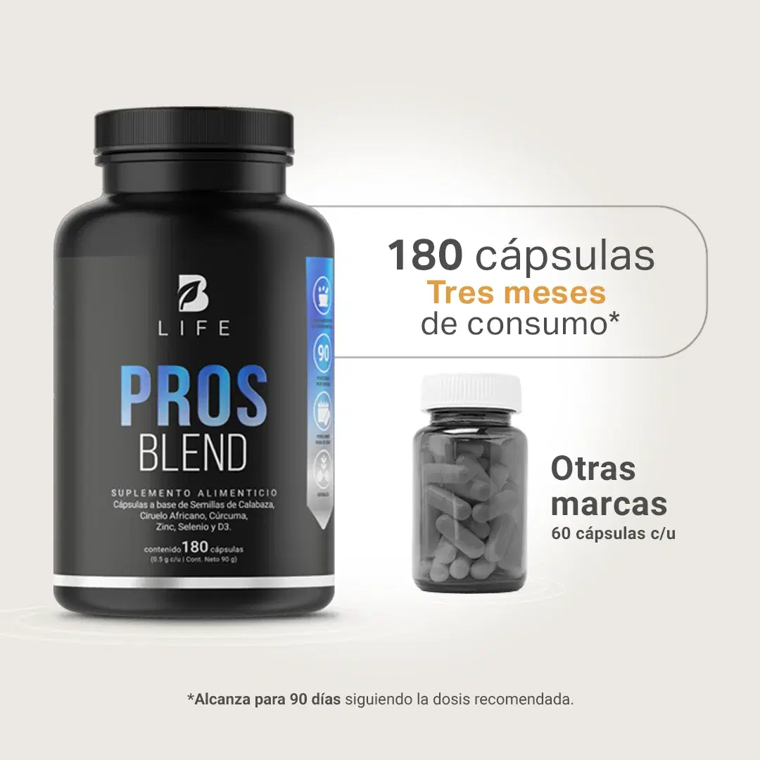Fórmula para Hombre con Ciruelo Africano, Selenio, Semilla de Calabaza, Cúrcuma, Zinc y Vitamina D3 | 1000 mg por Porción