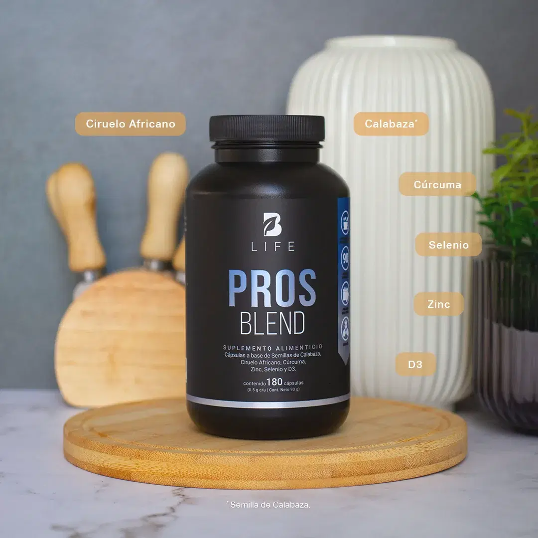 Fórmula para Hombre con Ciruelo Africano, Selenio, Semilla de Calabaza, Cúrcuma, Zinc y Vitamina D3 | 1000 mg por Porción