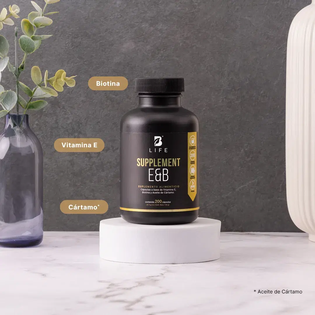 Vitamina E 400 UI | con Biotina y Aceite de Cártamo | 200 cápsulas